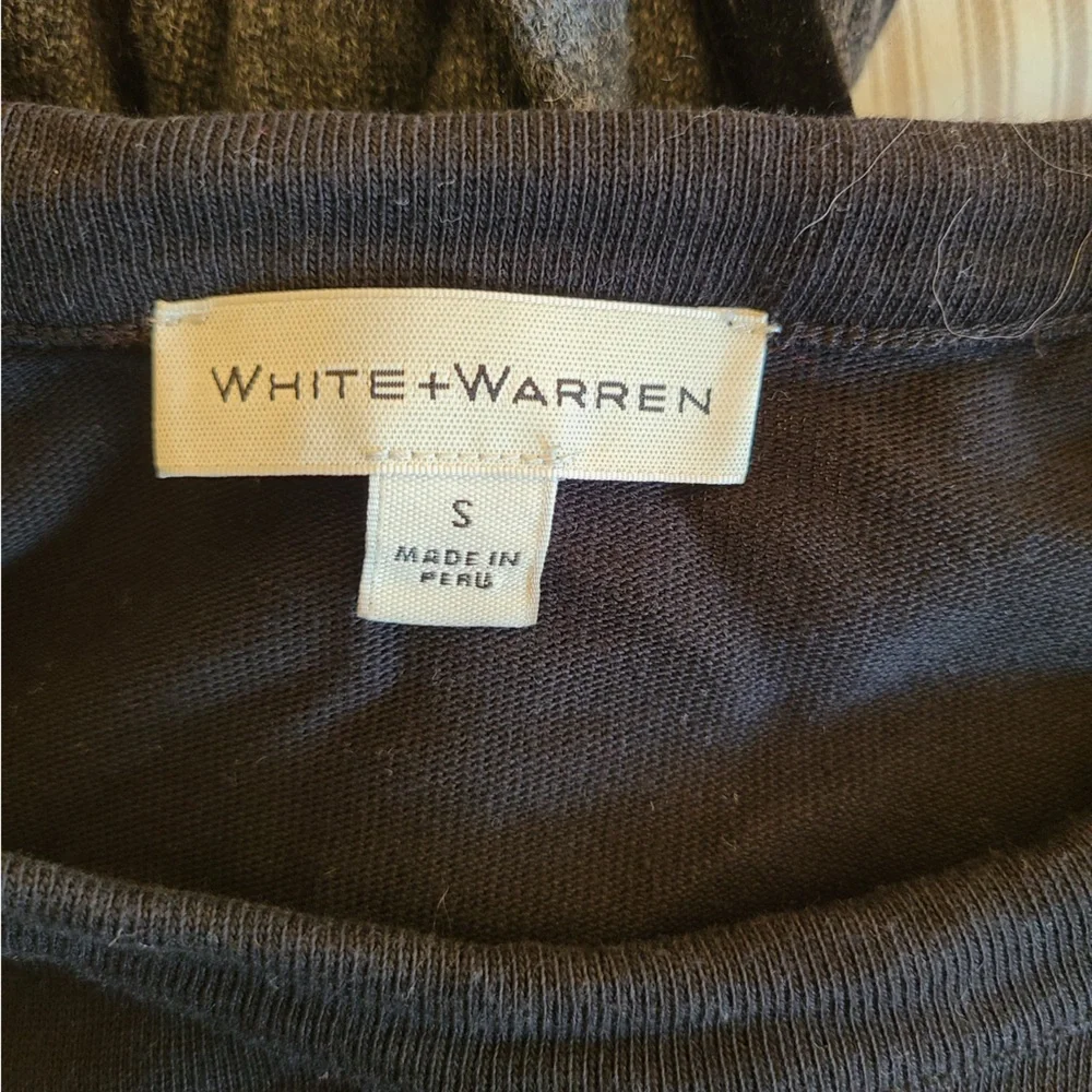 White + Warren Black Ruffle Hem Scoop Neck Sweater Dress/ Tunic Size M cotton